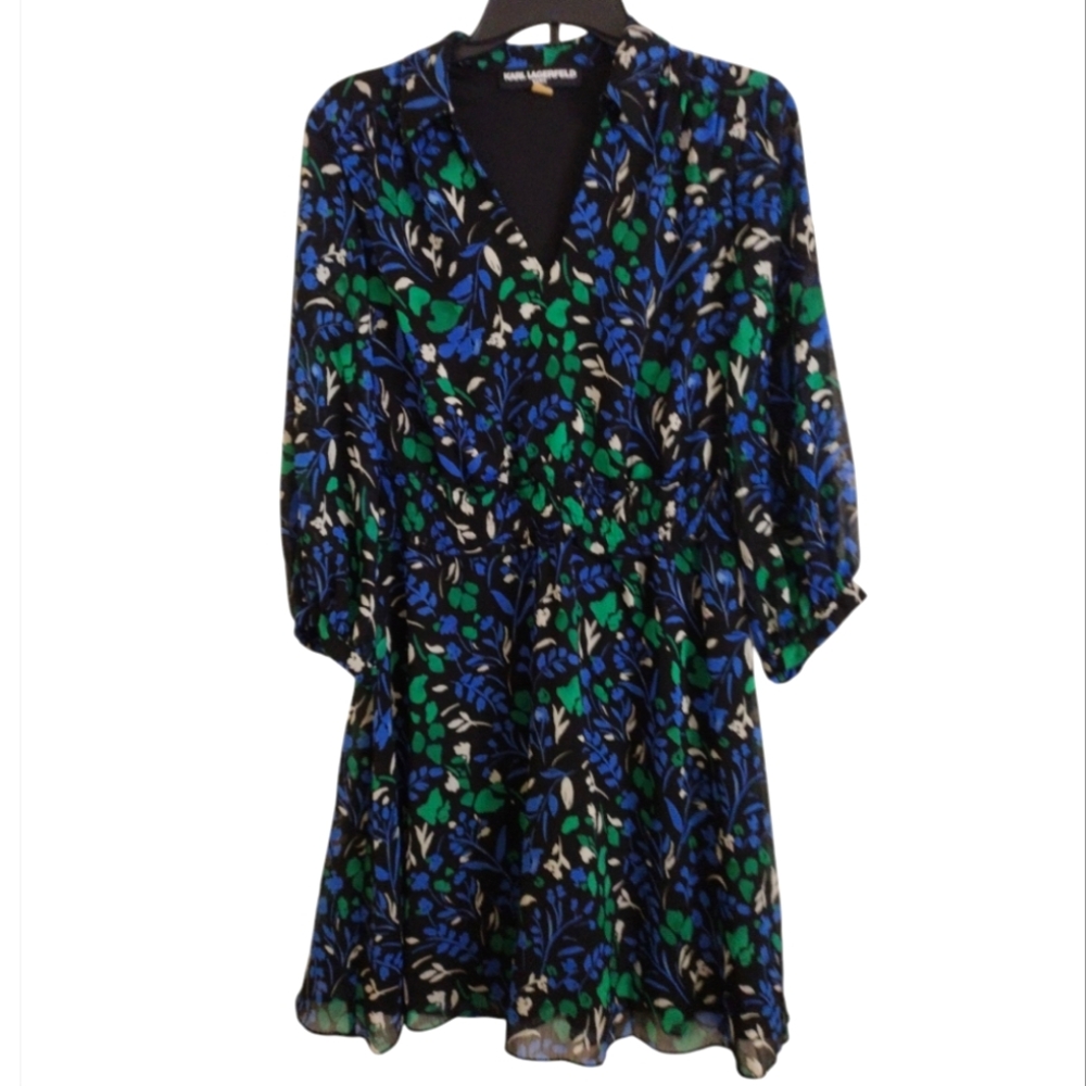 Karl Lagerfeld Floral Blue and Green Dress size 2